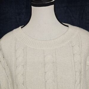 NWT Stitches & Stripes Cozy White Cable Knit Sweater Sz Small